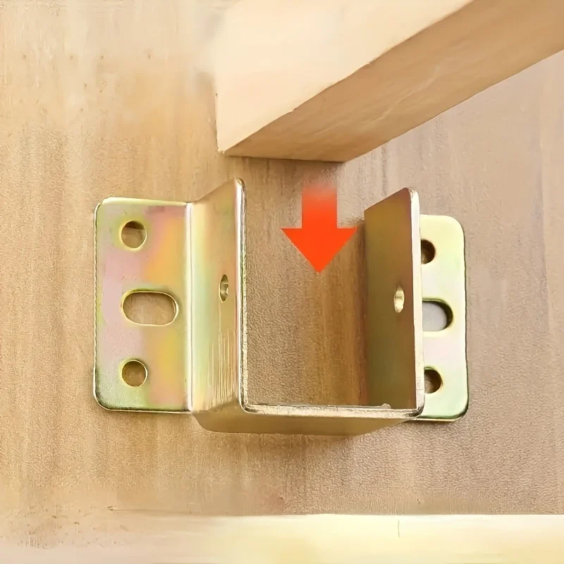4Pcs Metal Thickened Bed Corner Brace, Beam Support Hinges, Heavy Duty Hook Corner Code for Furniture Hardware, Support Etagere