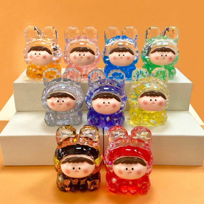 2025 Miniso عبارة عن كيس أعمى صغير مزخرف كبير على شكل سلحفاة ولامع مع رمل متدفق في الزيت