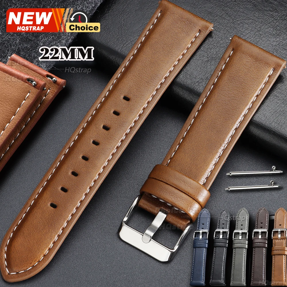 22mm Crazy Horse Muster Uhrenarmband Modischer Stil Smartwatch Leder Schnellverschluss Armband Universelles Armband für Damen und Herren