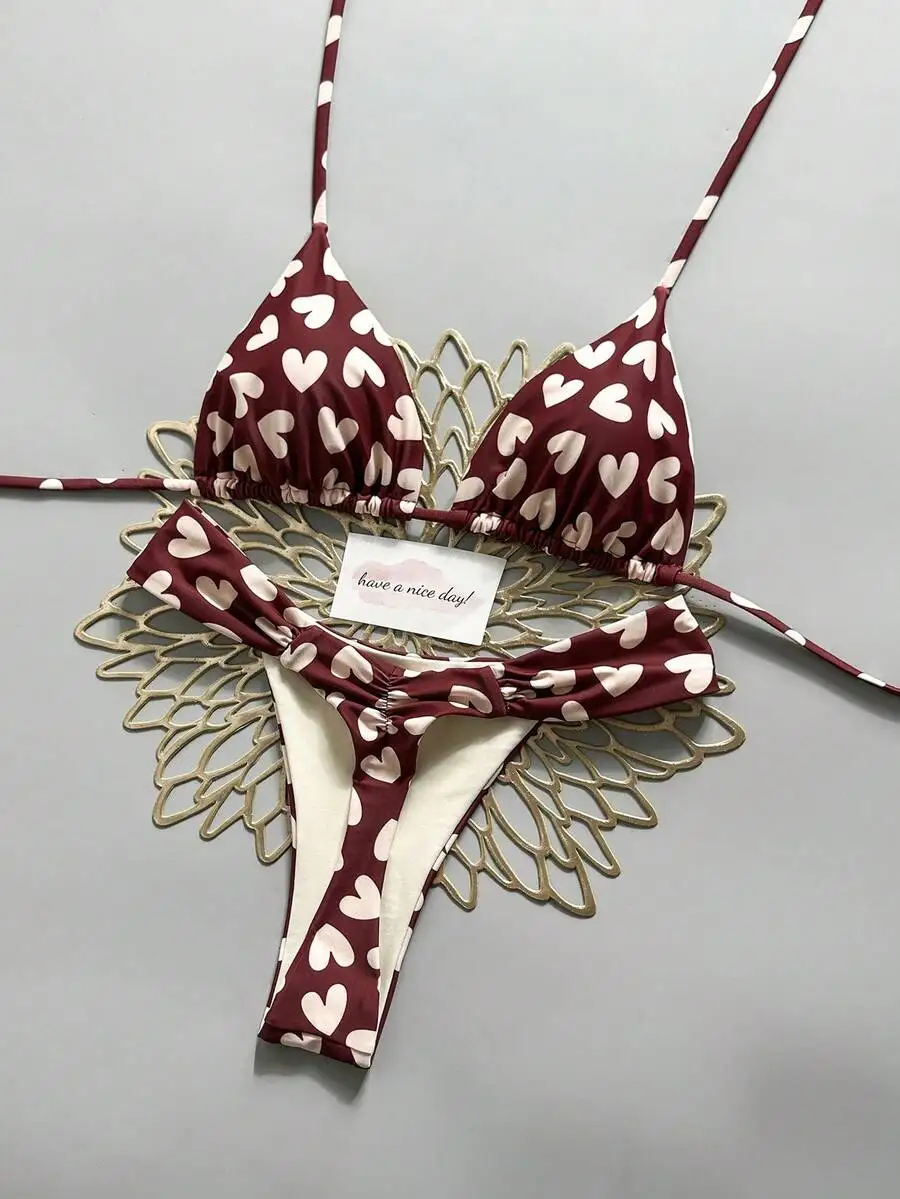 

Summer Multi-Color Print Womens Bikini Two Piece Swimsuit For Beach Pool Resort Party