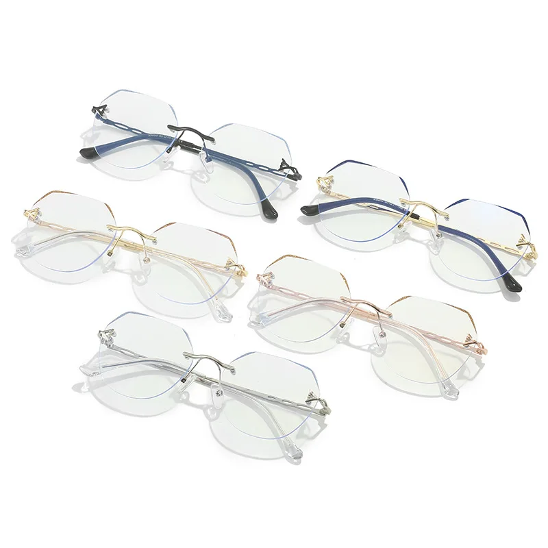 AOLIYA Męskie Damskie Luksusowe Okulary Bezramkowe Wielokątne Ultralekkie Okulary Ze Stopu Metali Oprawki Optyczne Korekcyjne
