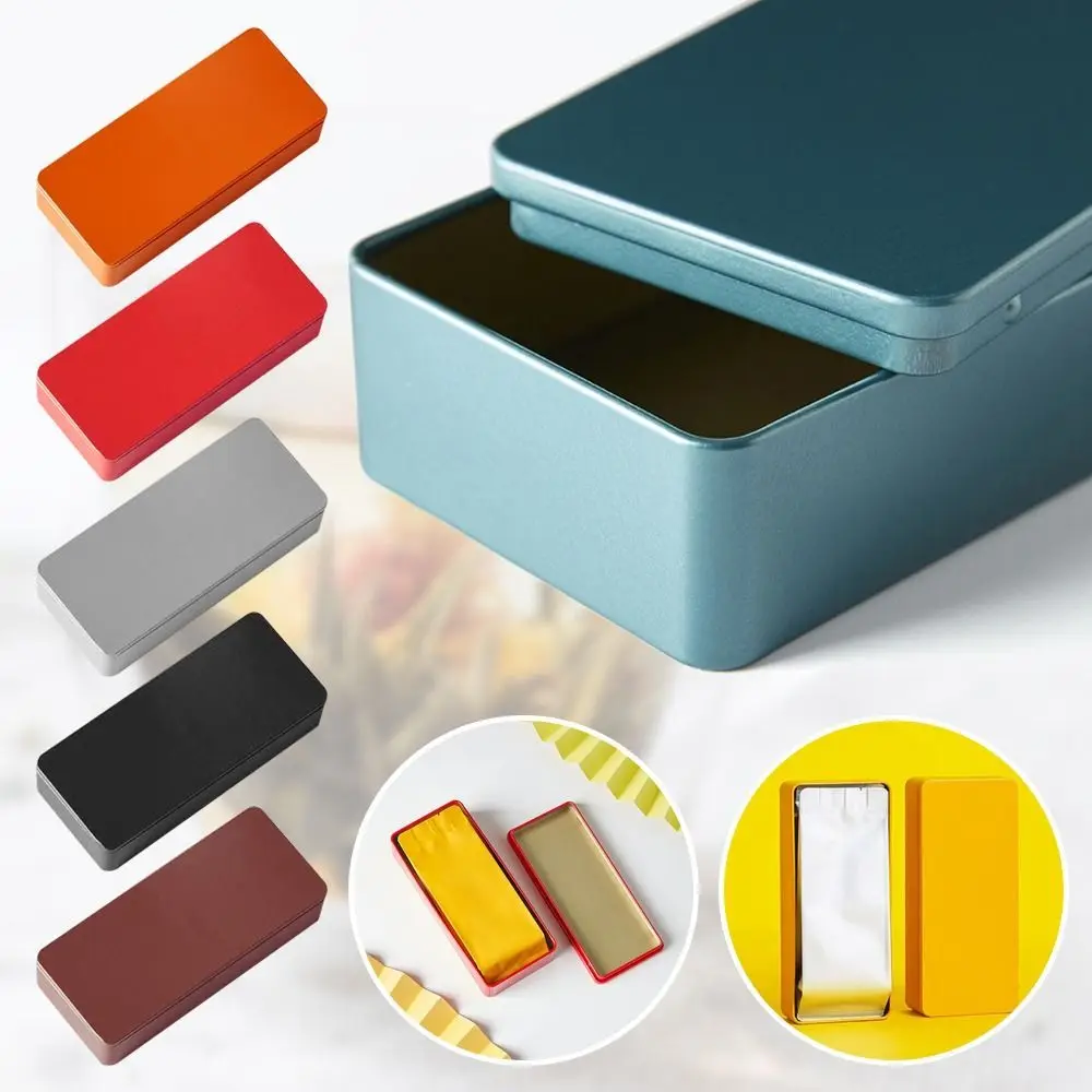 1PC New Metal Rectangular Storage Box Container with Lid Small Tin Boxes Empty Containers Silver Storage Box Case Organizer