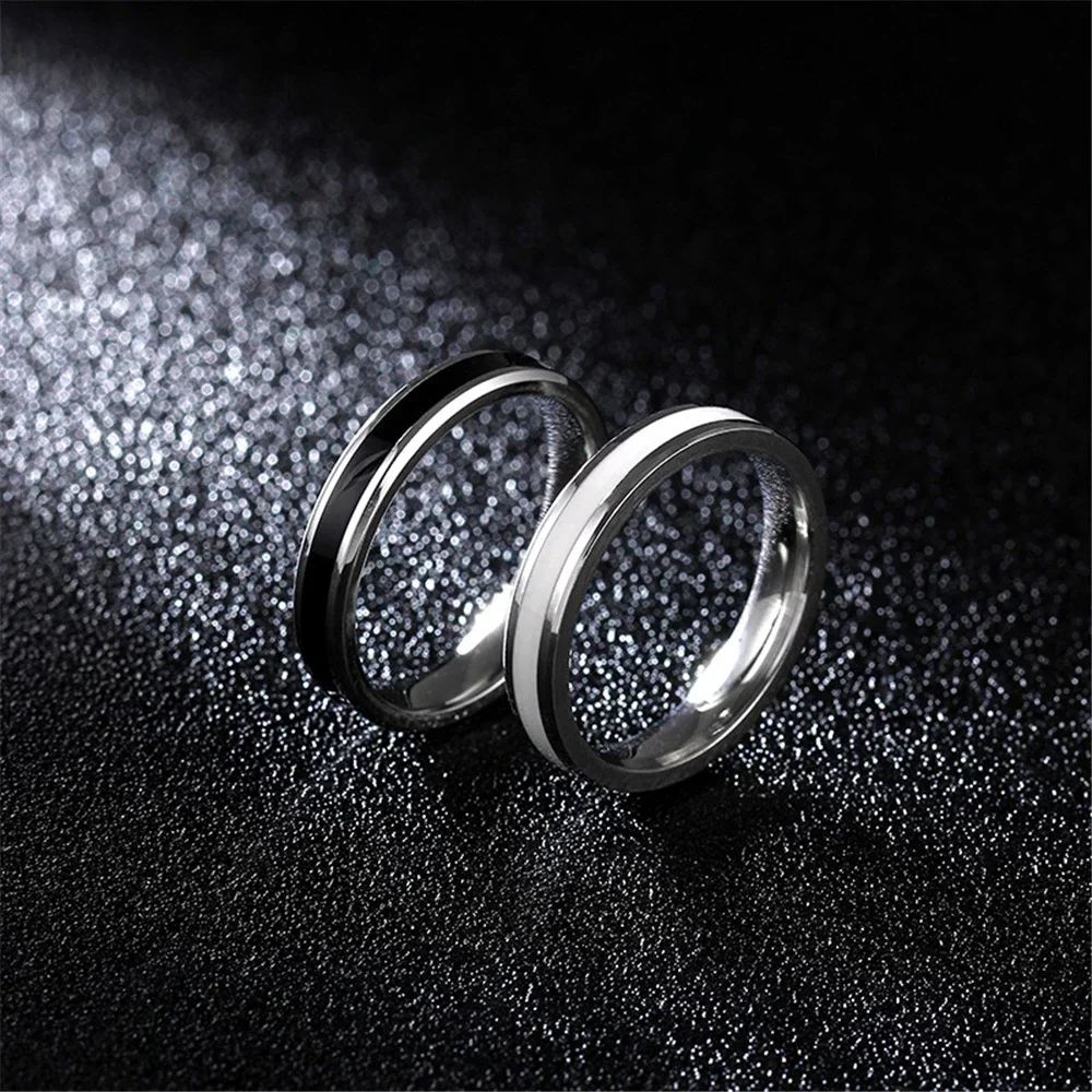 Fashionable 4mm super fine 316 stainless steel drop ring glossy stainless steel design couple ring.No fading, no allergies.