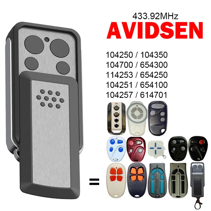 

AVIDSEN 654300 114253 104350 654250 104251 654100 614701 104250 104257 104700 Garage Door Opener Remote Control 433.92MHz