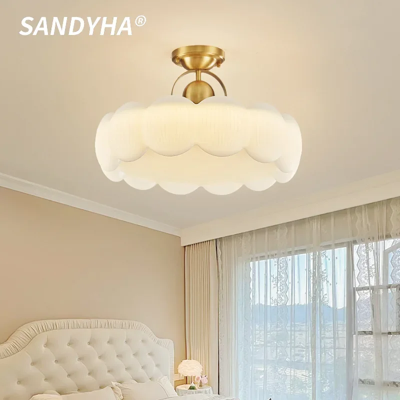 

SANDYHA French Style Ceiling Light LED Lamps for Living Room Bedroom Decoration Circular Design Acrylic Study Lighting Fixtures