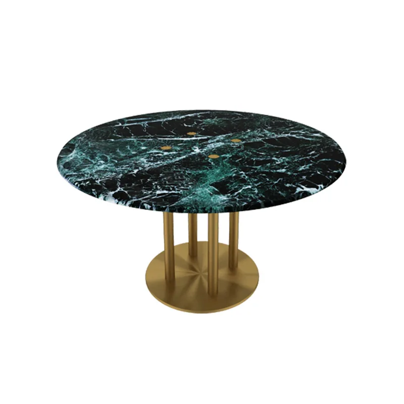 

Обеденный стол из натурального мрамора, круглый простой домашний обеденный стол, скандинавский свет, роскошная нержавеющая сталь