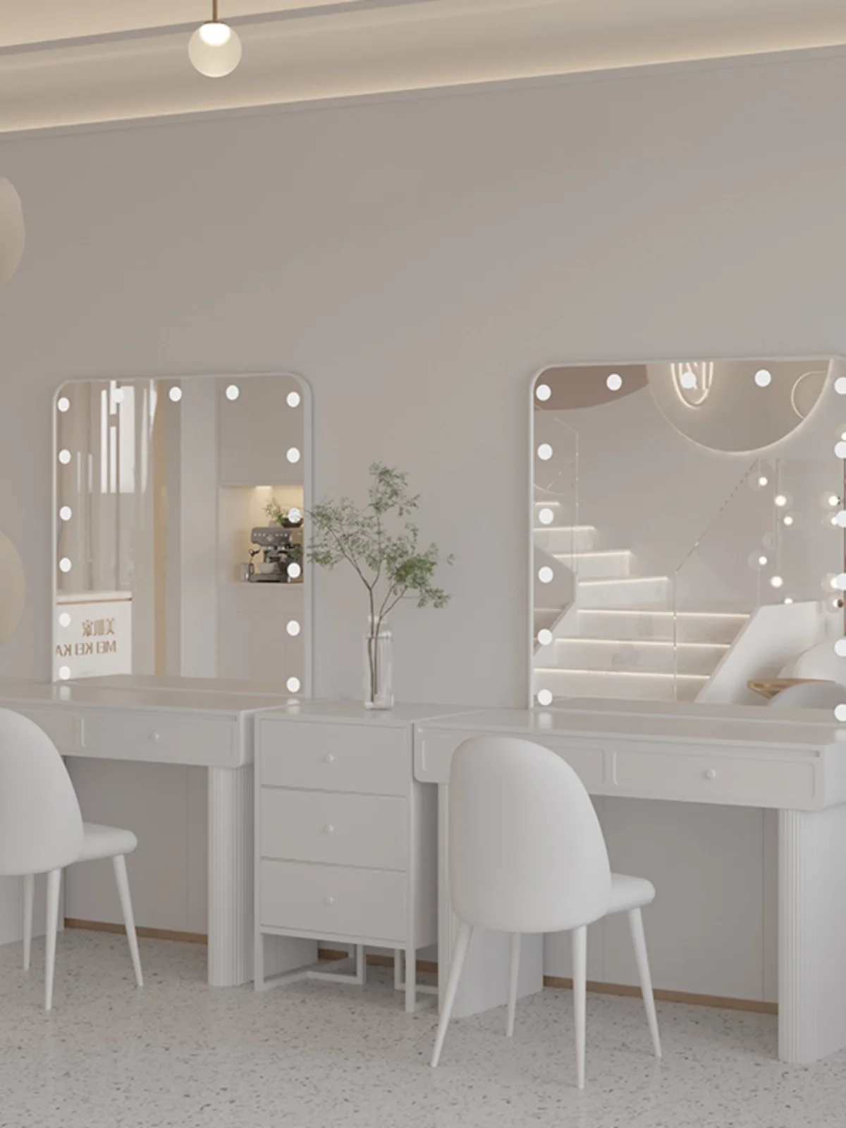 Dresser with lamp, beauty salon studio, nail salon, dresser for makeup artists