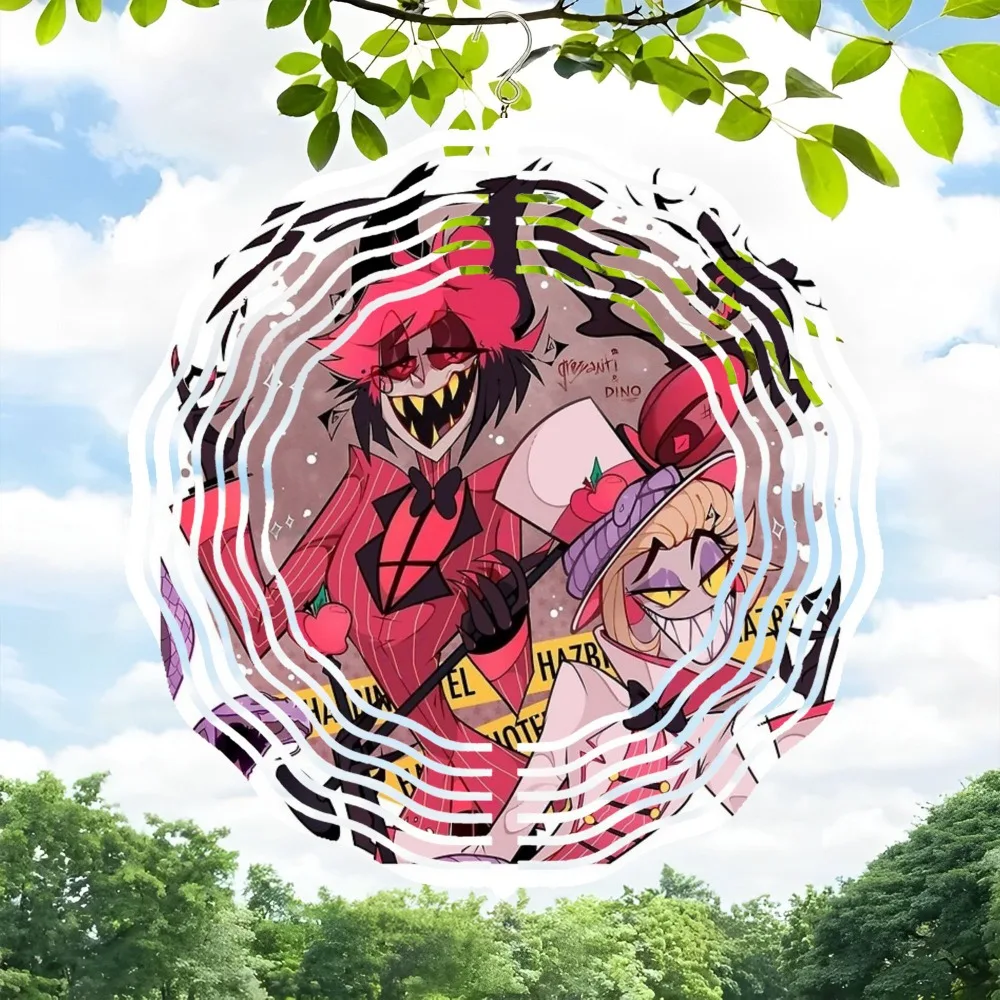 

Alastor Lucifer Hazbin Hotel Anime Metal Wind Chime 360 Rotating Double Sided Decoration for Garden Patio Indoor Outdoor Hanging
