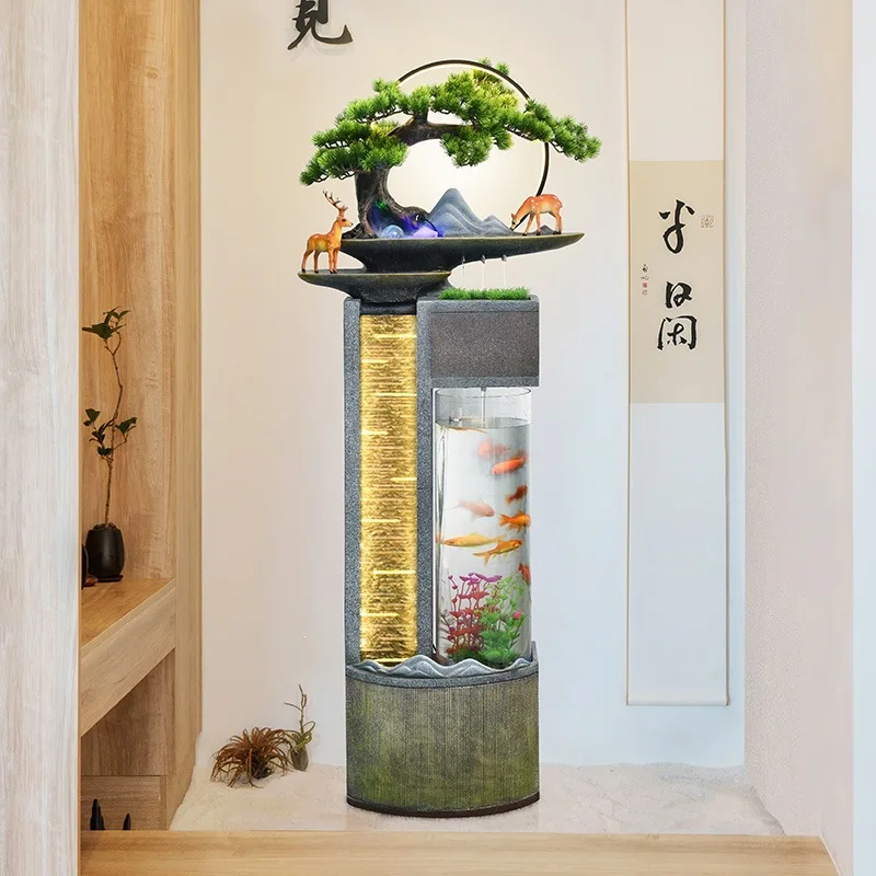 Modern simple home living room decoration fish tank flowing water ornament company landscape office water feature