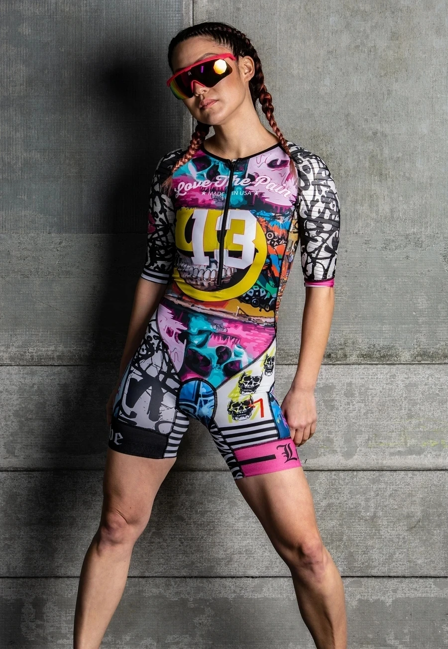 

Love The Pain woman's Triathlon Trisuit World Champ Long Sleeve Skinsuit Clothing Swimming Cycling Running Wetsuit Competition