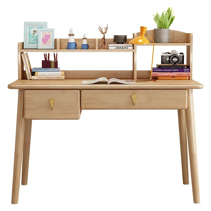 &Home Furniture Nordic Solid Wood Writing and Reading Storage Table Children's Study Wood Corner Desk for Bedroom