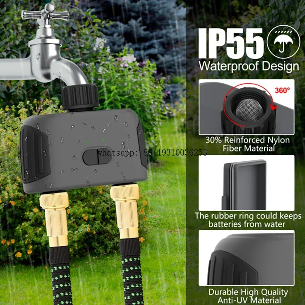 

Smart Home Garden Watering Timers Programmable 2-Outlet Sprinkler/Drip Irrigation Controller Rain Delay Water Valve