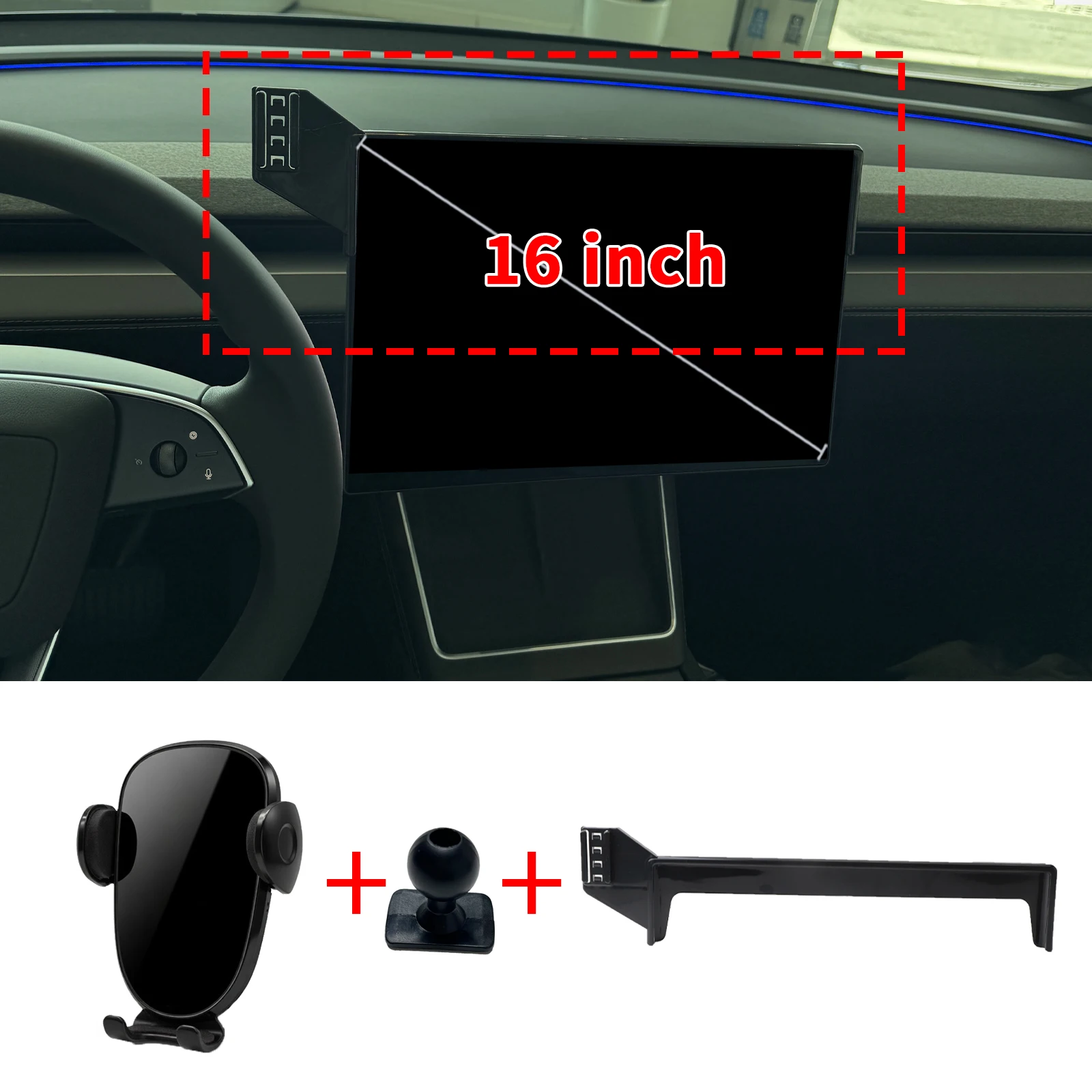 for Tesla Model Y YL L 2026 2027 16inch LHD  Mobile Phone Bracket, Dashboard Mount Simple Installation Car Accessories