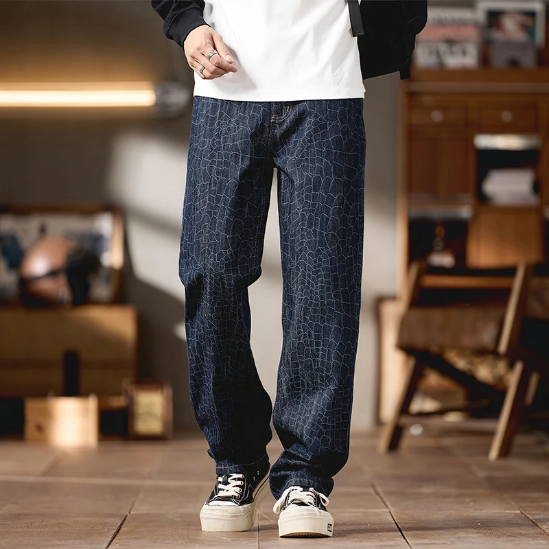 

Scalelike Jeans Men Loose Casual Straight Streetwear Fashion Retro Denim Jeans Pant Trousers