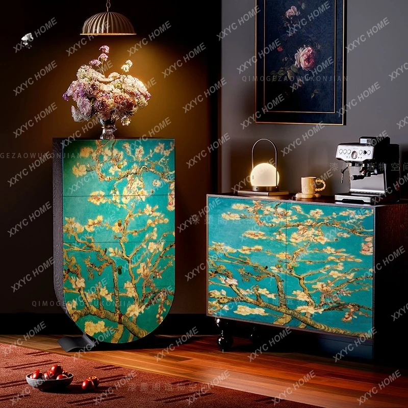 Chinese Style Retro Solid Wood Four-Drawer Cabinet Living Room Solid Wood Decorative Multi-Functional Storage Cabinet