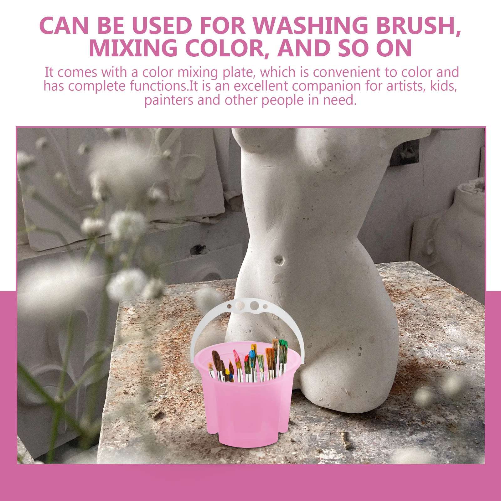 

2 Pcs Buckets Brush Cleaning Washing Watercolor Washer Basin with Handle Artist