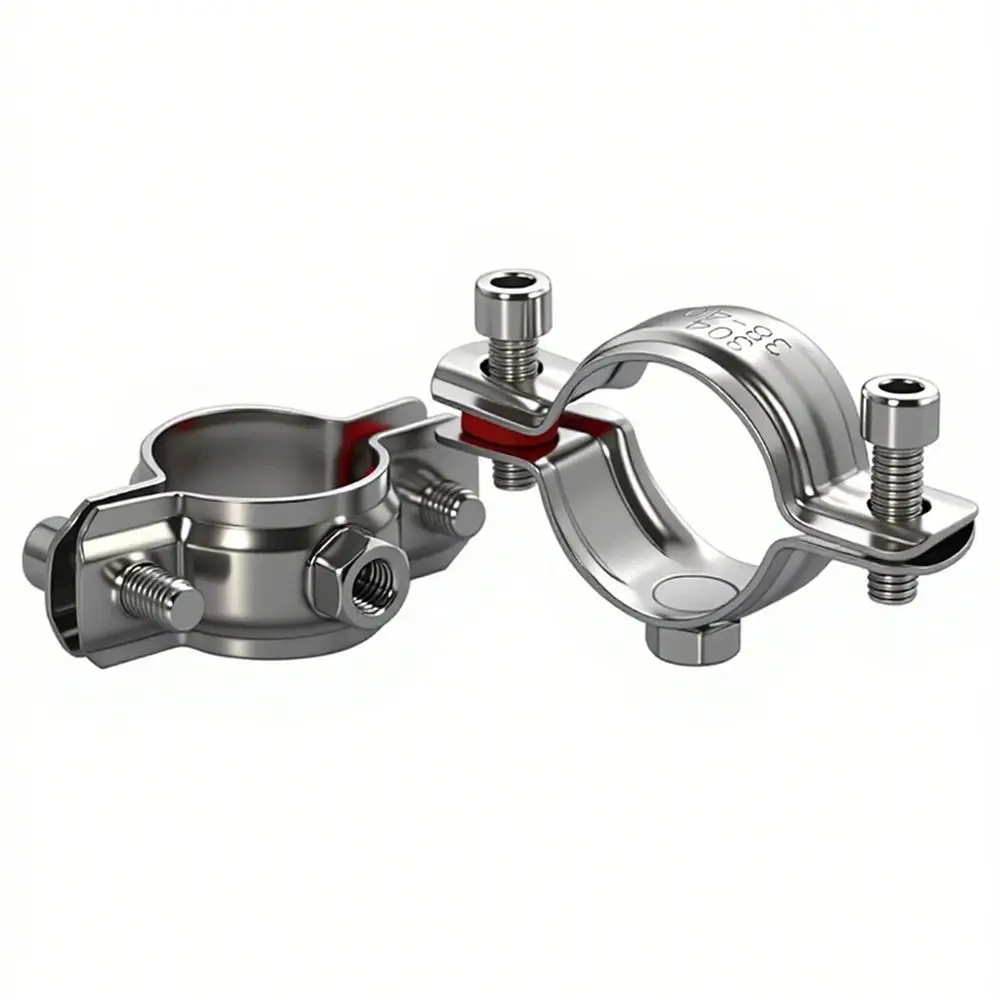 1Pcs OD 8-325mm Stainless Steel Pipe Bracket 304 Stainless Steel U-Shaped Pipe Clamp M8 Nut Adjustable Saddle Clamp