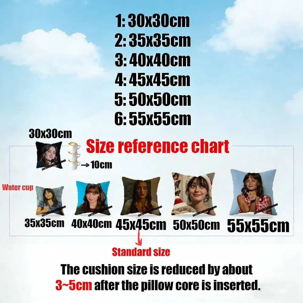 For Ella Purnell British Actress Throw Pillow Case 45cm 30cm 50cm Sofa Custom Square Pillowcase Cushion Cover