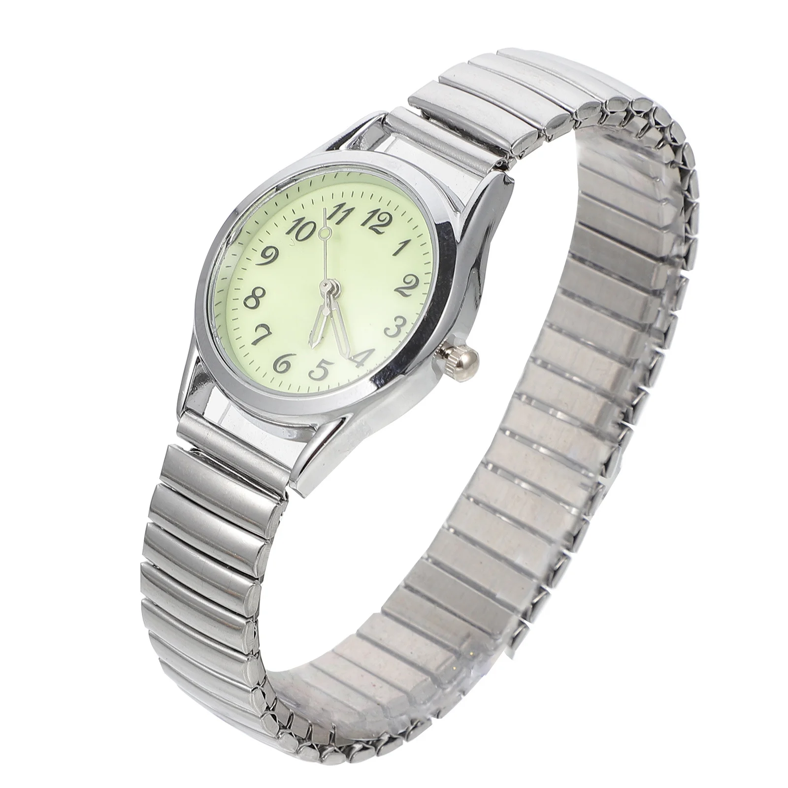 

Elderly Elastic Band Watch Silver Luminous Digital Display Lightweight Comfortable Skin Friendly Perfect for Business Party