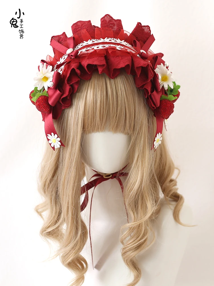 Originale Lolita fragola Lolita copricapo rosso scuro fragola elemento fascia per capelli fascia per capelli accessori per capelli dolci