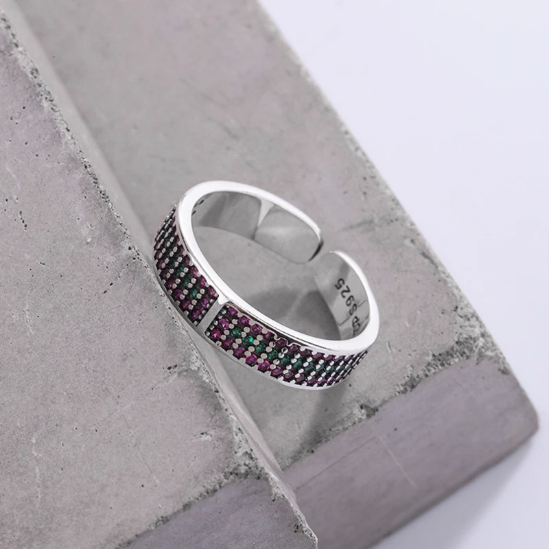 Popular Fashion Full Diamond CZ Ladies Ring New Temperament Personality Design Inlaid Zircon Geometric Index Finger Ring Female
