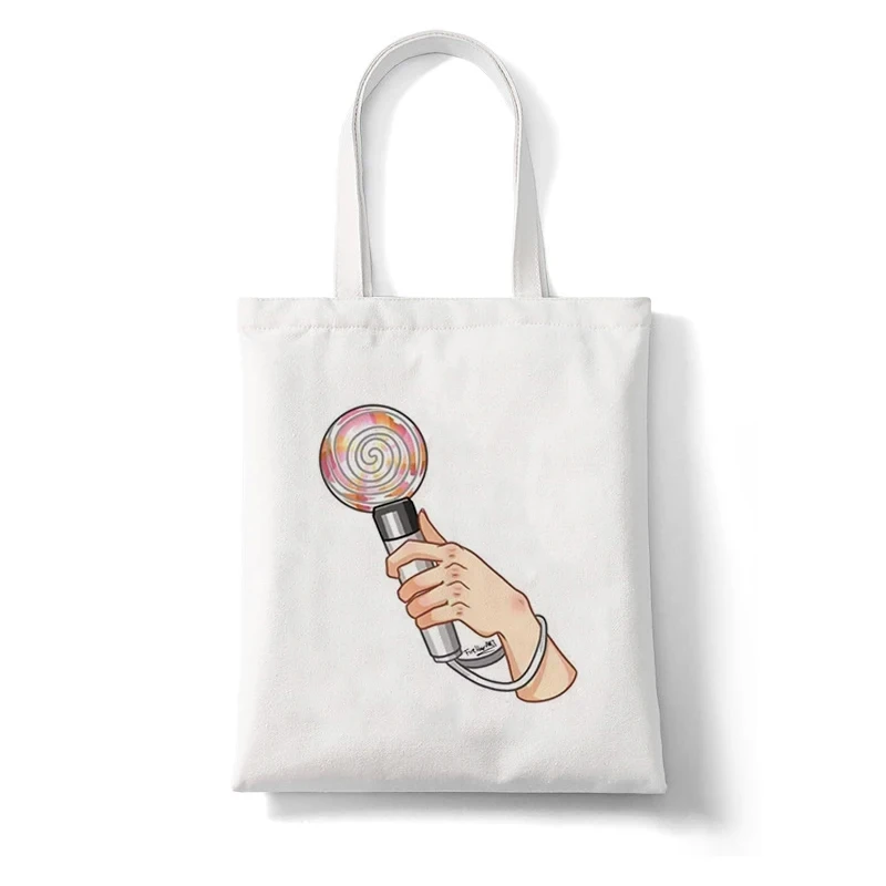 Twice Y2K Esthetics Women Canvas Tote Bag Eco Shopping Bag Large Capacity Shoulder Bag for Women Female Foldable Shopper Bag