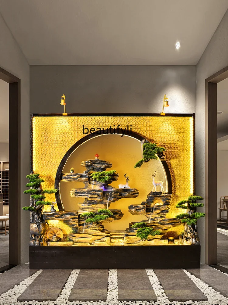 

Xiaolin Artificial Mountain and Fountain Water Curtain Wall Water Wall Screen Company Hotel Living Room Courtyard Fish Pond