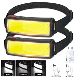 USB Rechargeable COB LED Headlamp Built-in Battery Super Bright Head Flashlight Outdoor Waterproof Camping Fishing Headlight