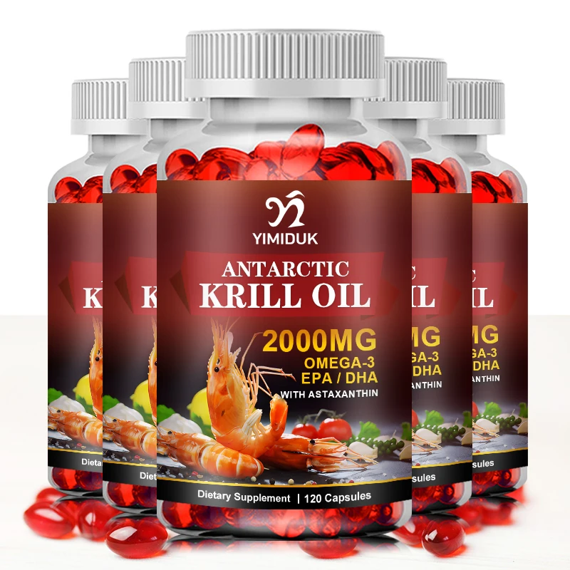 Krill Oil Capsules- Phospholipid Omega-3 Complex and Astaxanthin Rich in EPA and DHA Natural Extract