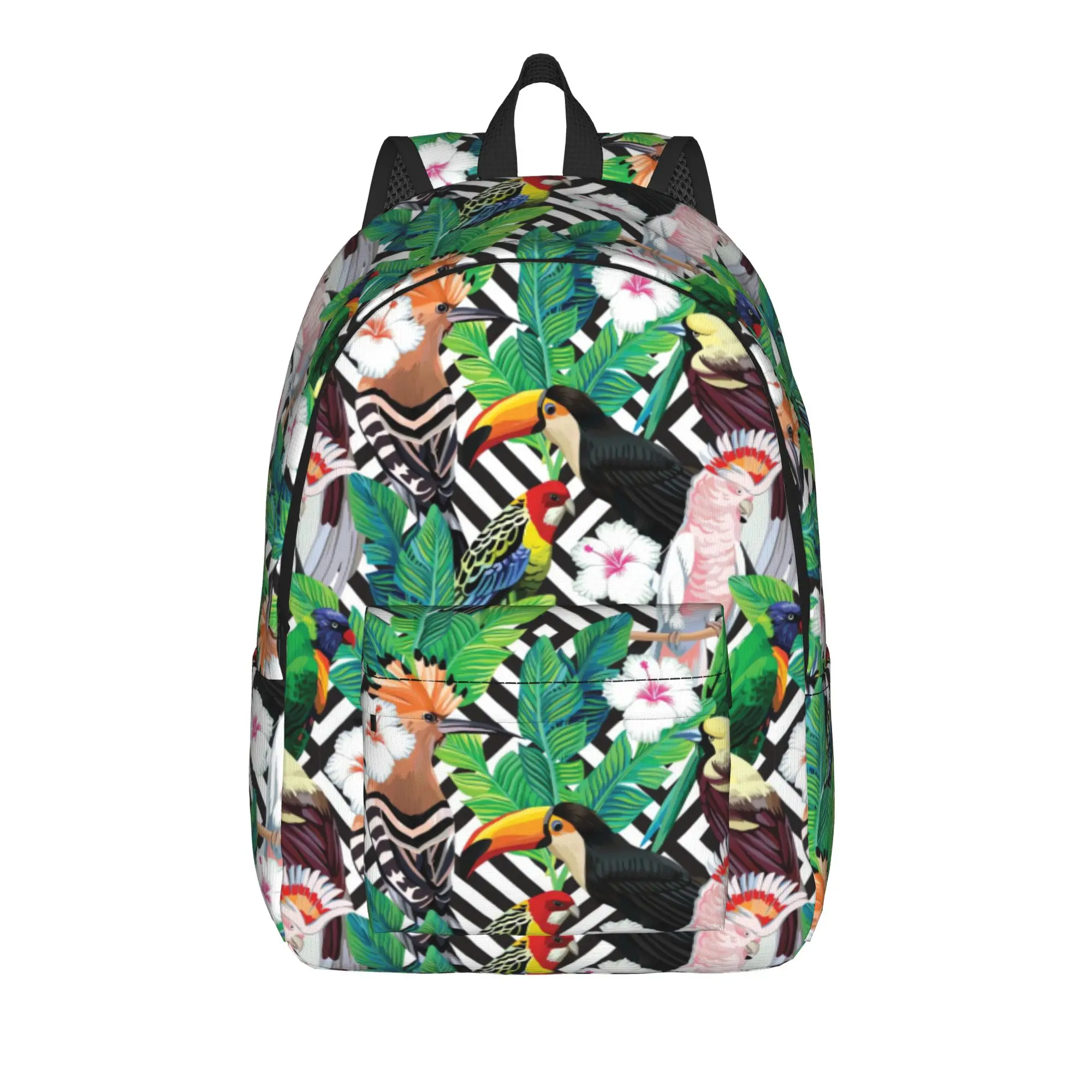 Tropical Birds Amp Hibiscus     Backpack  Daily Backpacks Male High Quality Print High School Bags Modern Rucksack