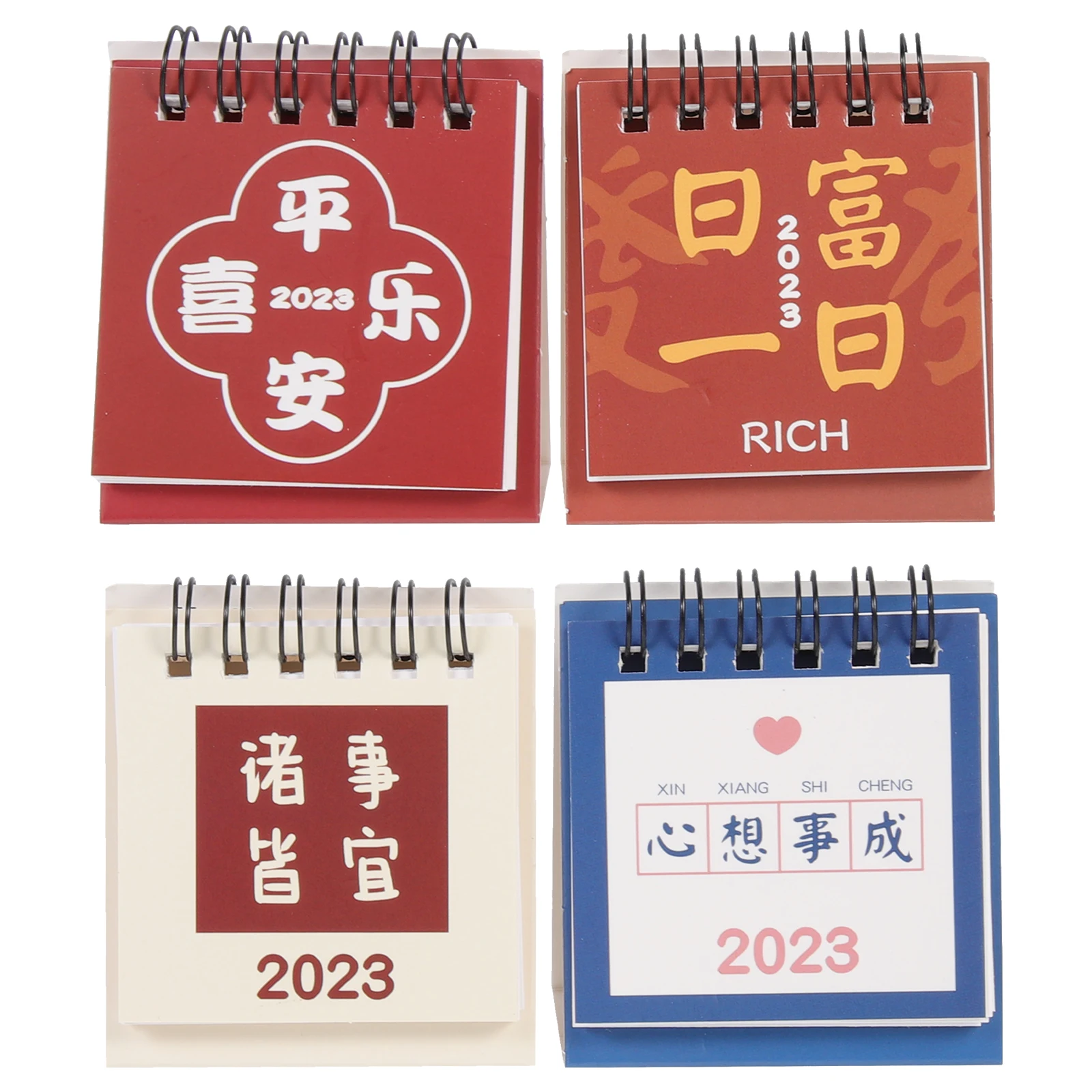 

4pcs Desk Calendar 2023 Bright Color Design Paper Material Student Teacher Office Use Mini Calendars Home