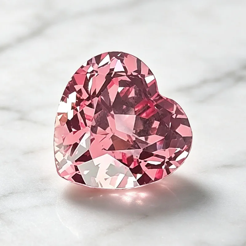 Laborgezüchteter Saphir in Herzform, Sonnenuntergangsrosa, Edelstein für DIY-Schmuck, Ring, Halskette, Ohrringe, mit wählbarem Zertifikat – Detail 5