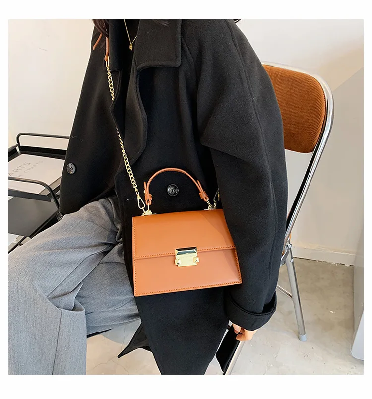 Simple Style Small Square Women Crossbody Bag PU leather Handbag NEW Shoulder Bag Solid Color Lady Bag Classic Messenger Bag