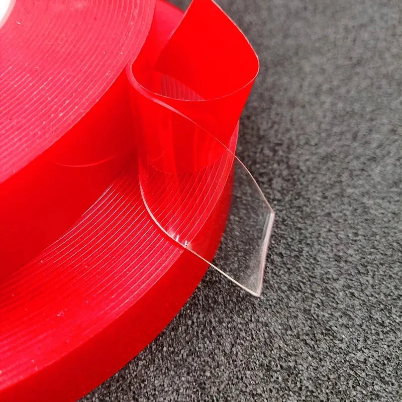 2pc Ultra Thin Transparent Red Film Double Sided Tape With HighTemperature Resistance No Marks Waterproof Adhesion Strong Adhes