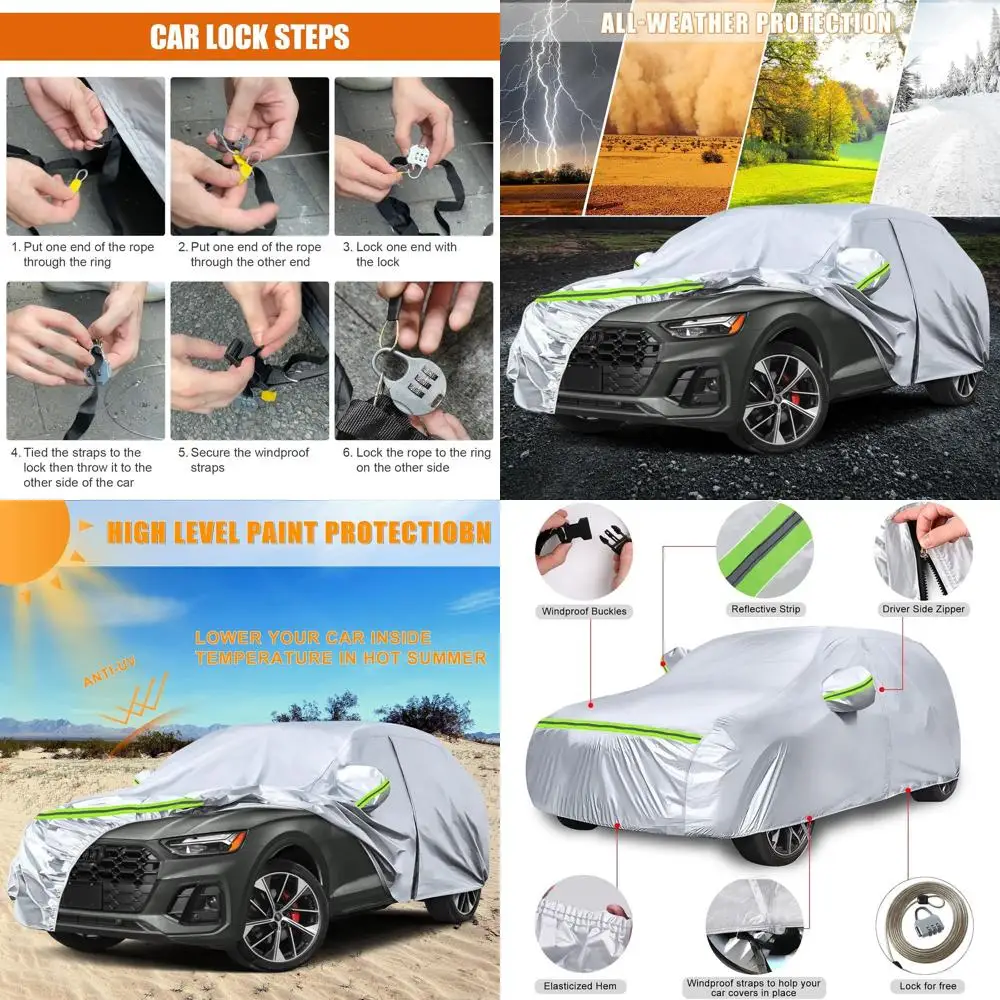 

Custom-Fit Audi Q5/SQ5 Car Cover, 2009-2025, 6-Layer Silver, All-Weather Protection with Zippered Door & Windproof Bands