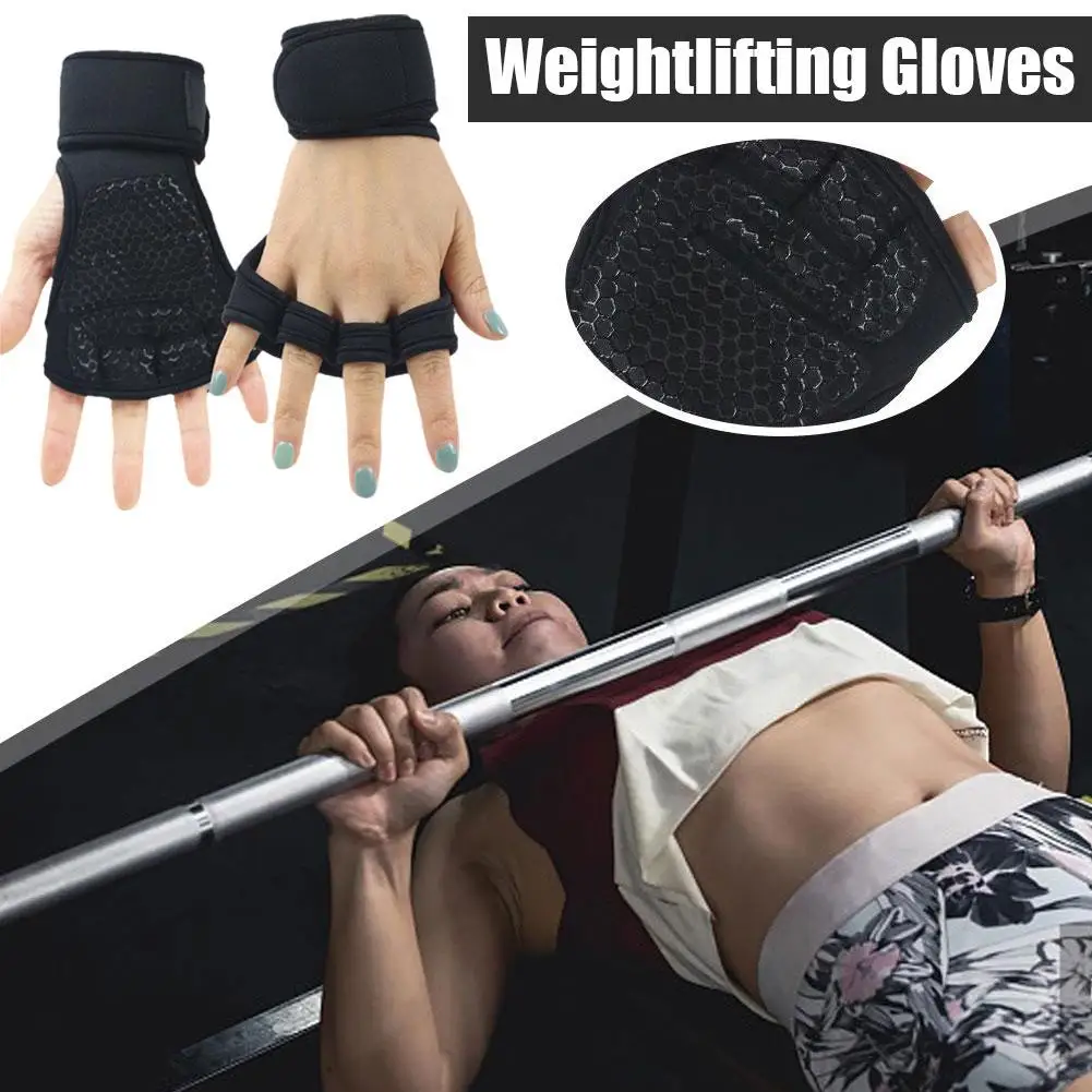 1 Pairs Weightlifting Training Gloves High Quality Wrist Sports Gym Palm Protection Fitness Gloves Hand Wrist Protector Non L3D7