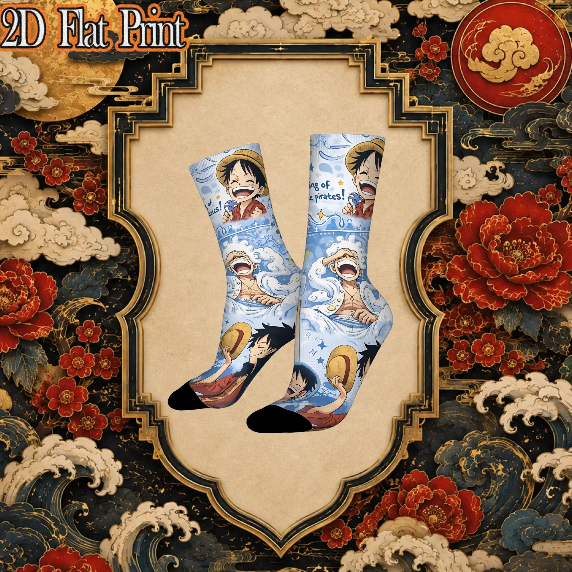 Fashion Anime One Pieces Theme Vintage  Hip Hop Novelty Seamless Crew Crazy Sock Sports Socks