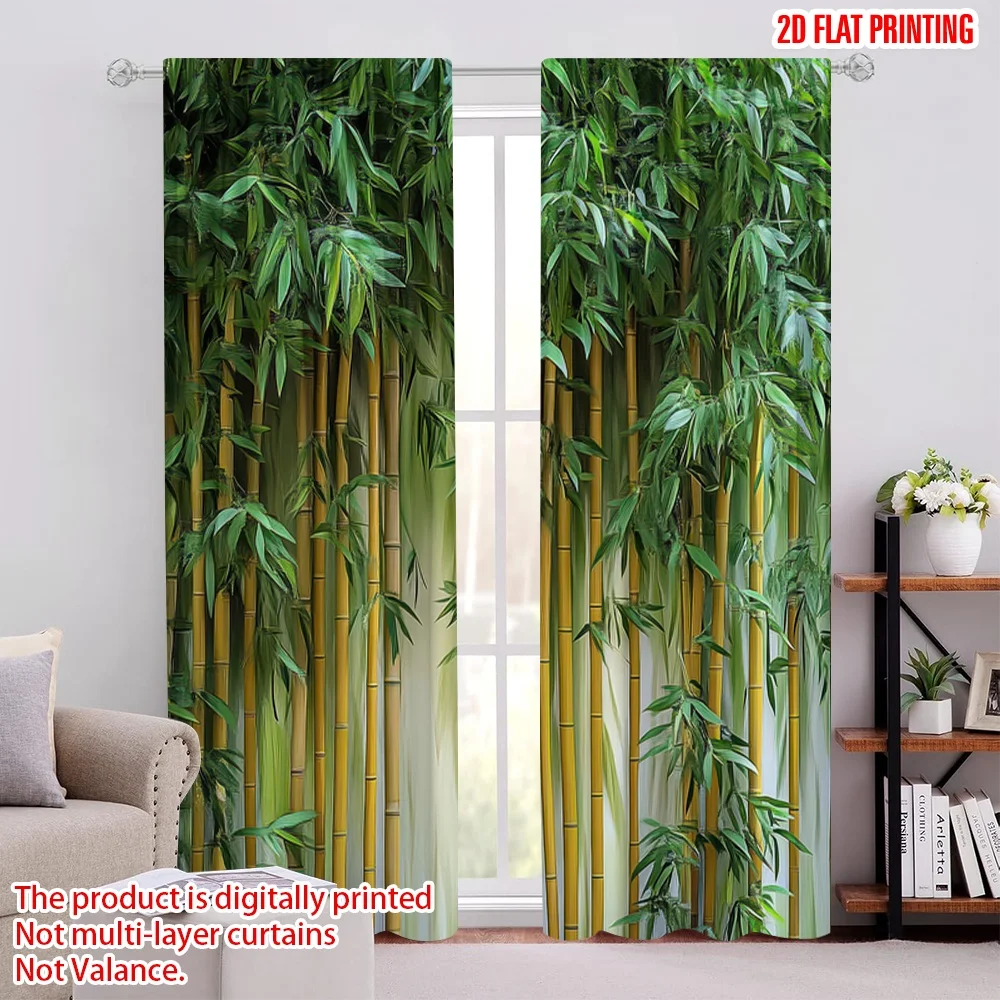 

2D flat printing 2pcs Hot Colorful Summer Curtains bamboos Light Filter Family Party Decoration Suitable for Holiday Parties,