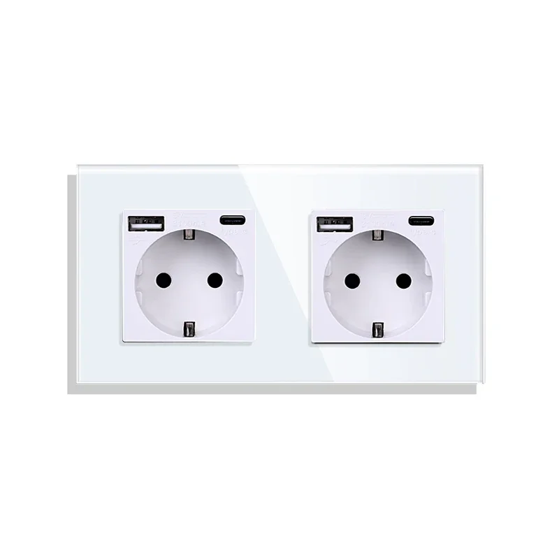 Bingoelec interfejs typu C Outlet kryształ Panel czarny ścienne ue rosja standardowe gniazdo z USB Port ładowania pojedyncze podwójne gniazda