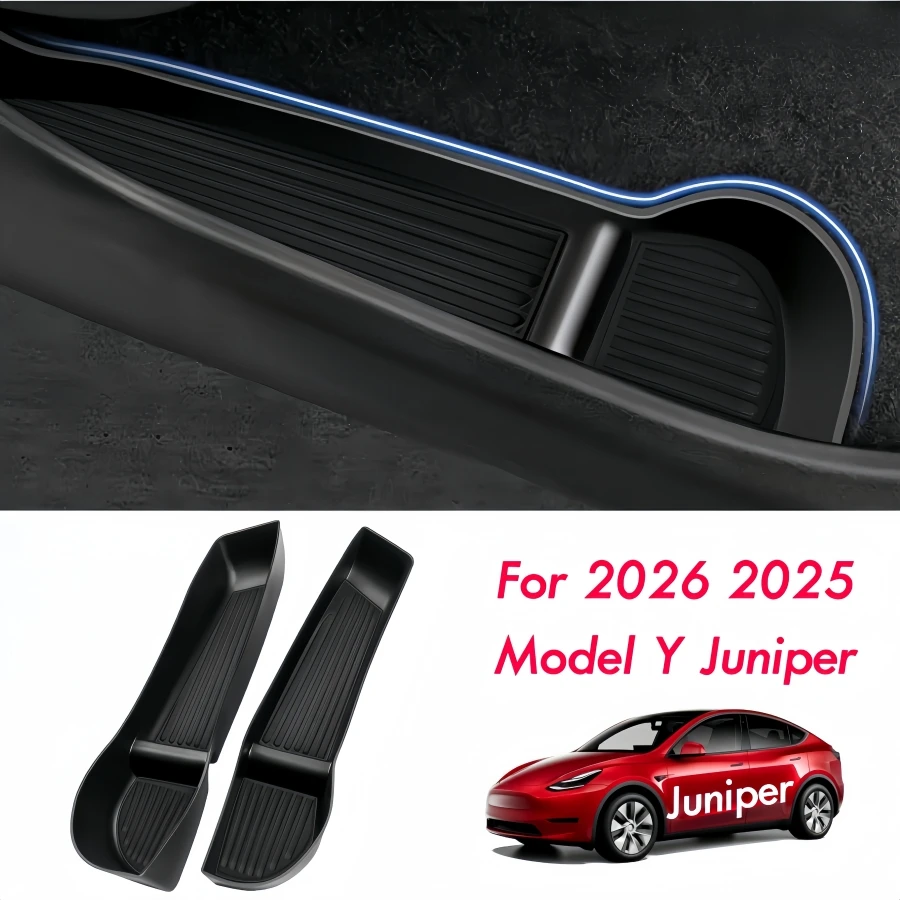 

For 2025 2026 Tesla Model Y Juniper Launch Door Organizer Trays Front & Rear TPE Material Car Door Side Storage Box for New Y