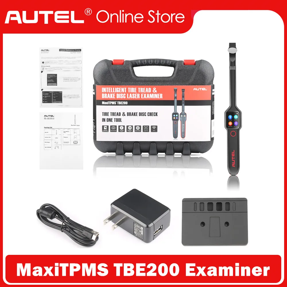 Autel Tire Brake Examiner MaxiTPMS TBE200 Laser Tire Tread Depth and Brake Disc Wear 2 in 1 Tester Work with ITS600