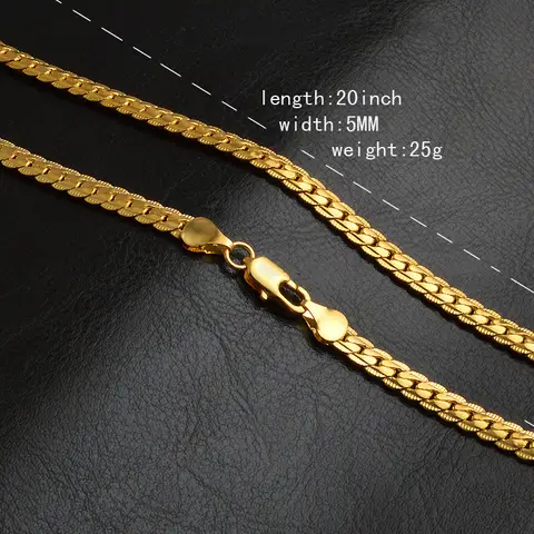 Luxury 24K 9999 Pure Gold real gold Men's and Women's 5mm Side Chain Necklace