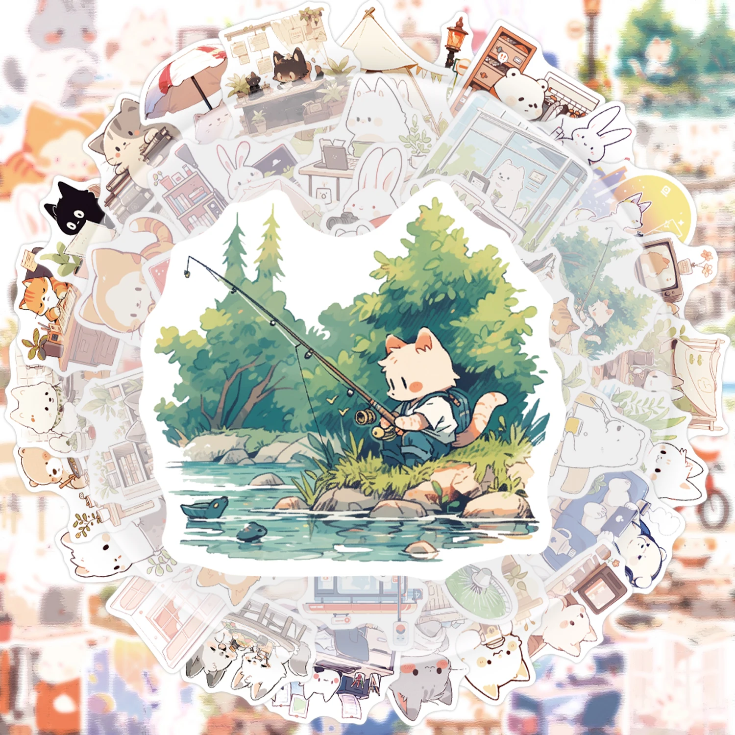 

50 наклеек-каракулей с тематикой животных, подходящих для украшения бутылок с водой, ноутбуков, мобильных телефонов, чемоданов, скейтбордов, гитар, подарочных коробок и украшений для вечеринок