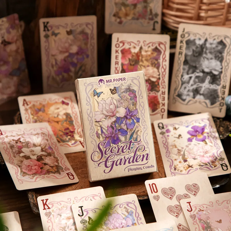55 Sheets Vintage Floral Theme Playing Cards Decorative Cardstock For Leisure Entertainment Scrapbook