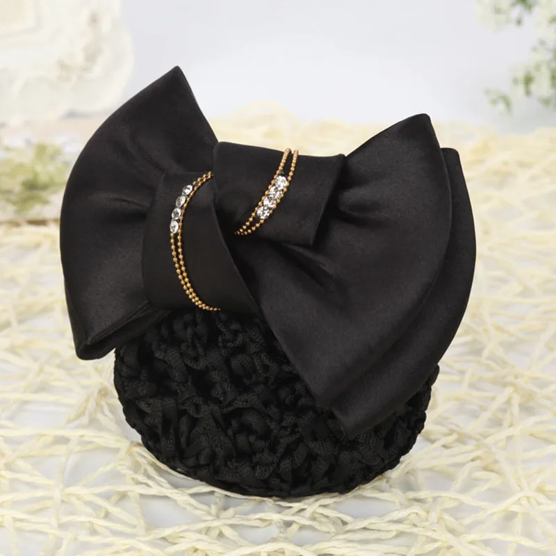 Korean Satin Bow Hairclip With Net Bun Ribbon Hair Bun Cover Elegant Ladies Hairgrips Hairpins Barrette Women Hair Accessories