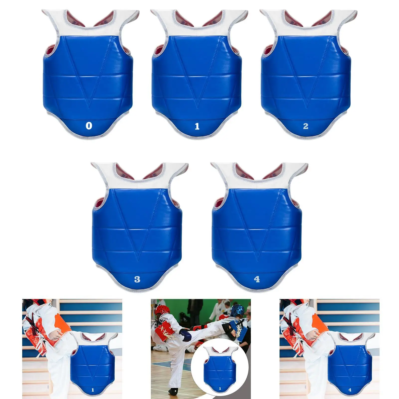 

Karate Chest Guard Vest Rib Armour Fitness Boxing Body Protector Reversible