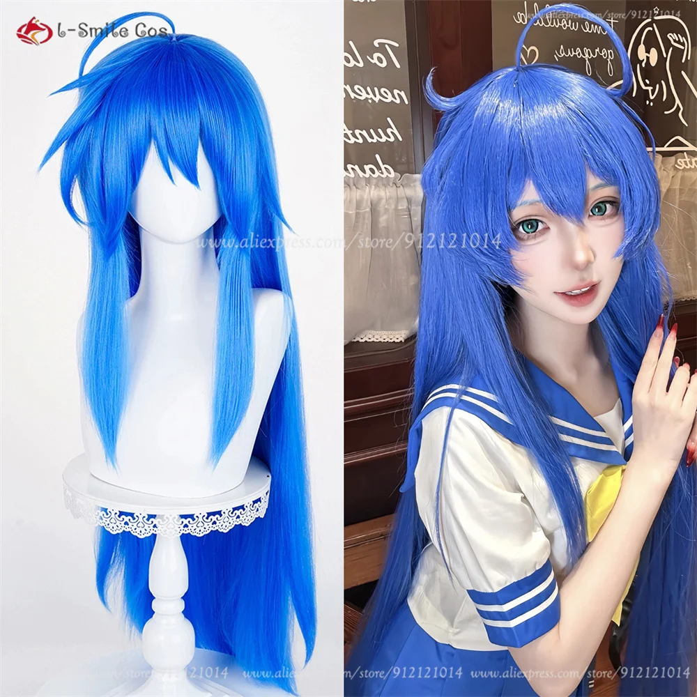 

Izumi Konata Cosplay Wig 90cm Blue Wigs For Women Costumes Anime Cosplay Wig Heat Resistant Synthetic Hair Halloween + Wig Cap