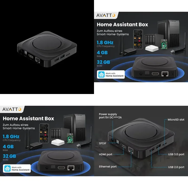 for HA80 Home Assistant Device 1.8GHz 4GB+32GB Smart Home Center Supports Zigbee Z-Wave WiFi Works with MQTT Zigbee2MQTT ZHA
