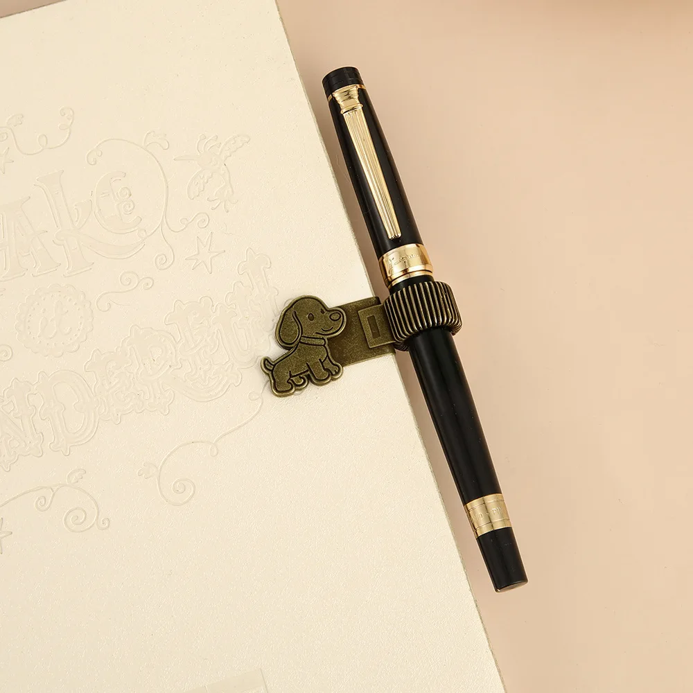 Cute Dog Zinc Alloy Spring Pen Clip, Notebook Book Mark Clip, Student Graduation Gift Journal Stationery Accessories
