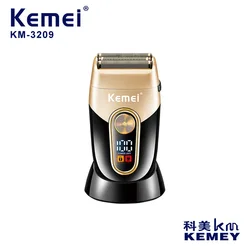 Kemei Washable Beard Electric Shaver For Men Rechargeable Electric Razor Head Shaving Machine Balds 3-Blades System KM-3209